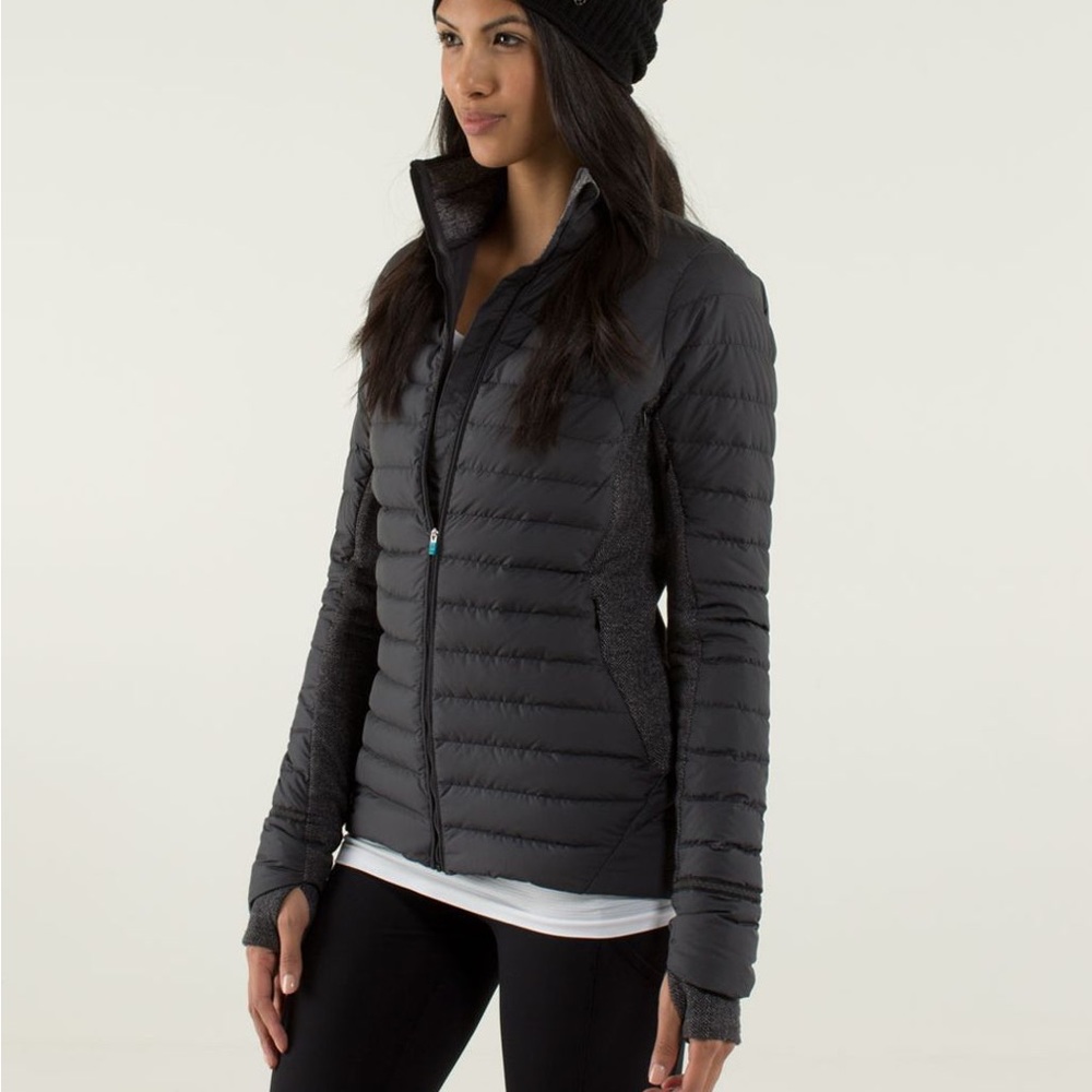 Lululemon Fluff Off charcoal herringbone coat women’s size 4 - GREAT CONDITION